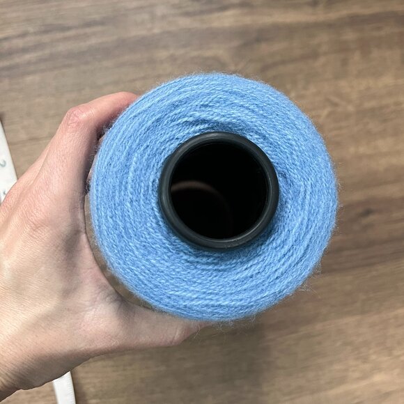 Brushed Cotton Blend Fiber Blue Fingering Weight Yarn Cone - Picture 5 of 8